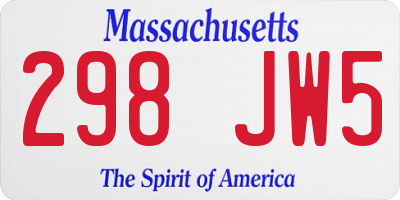 MA license plate 298JW5