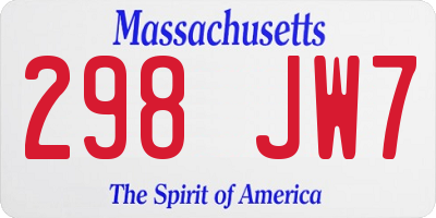 MA license plate 298JW7