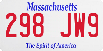 MA license plate 298JW9