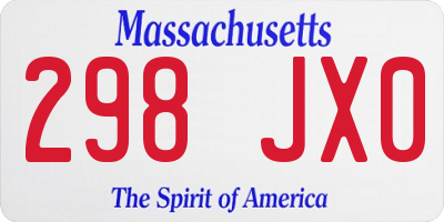 MA license plate 298JX0