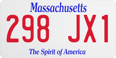 MA license plate 298JX1