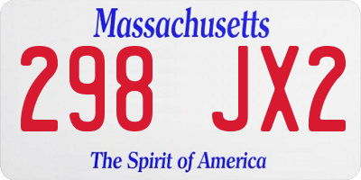 MA license plate 298JX2