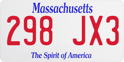 MA license plate 298JX3