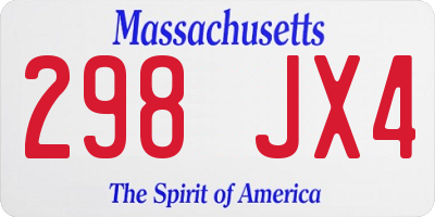 MA license plate 298JX4