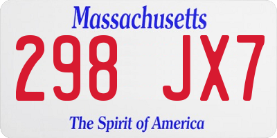 MA license plate 298JX7