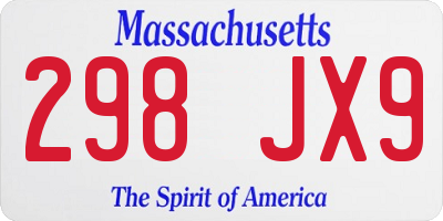 MA license plate 298JX9