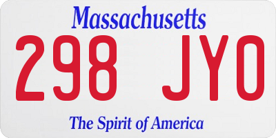 MA license plate 298JY0