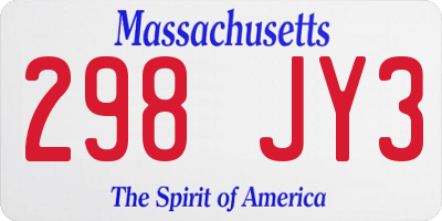 MA license plate 298JY3