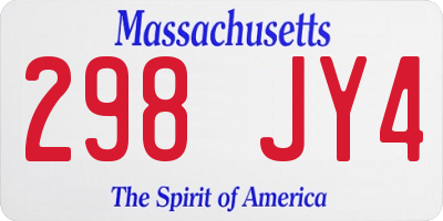 MA license plate 298JY4