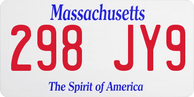 MA license plate 298JY9