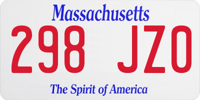 MA license plate 298JZ0