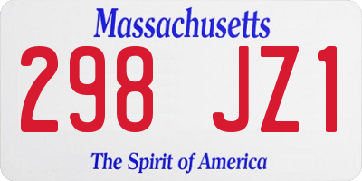 MA license plate 298JZ1