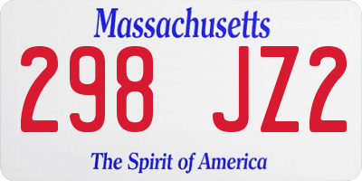 MA license plate 298JZ2