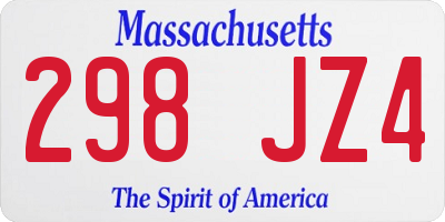 MA license plate 298JZ4