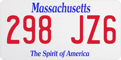 MA license plate 298JZ6