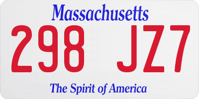 MA license plate 298JZ7