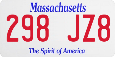 MA license plate 298JZ8