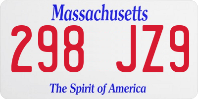 MA license plate 298JZ9