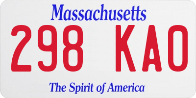 MA license plate 298KA0