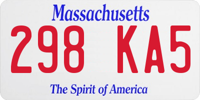 MA license plate 298KA5