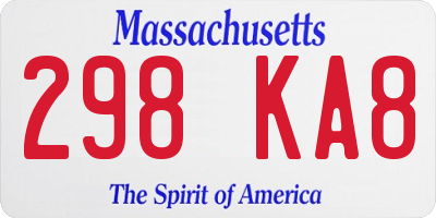 MA license plate 298KA8