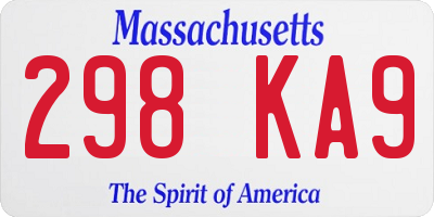 MA license plate 298KA9