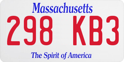 MA license plate 298KB3