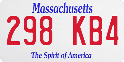 MA license plate 298KB4