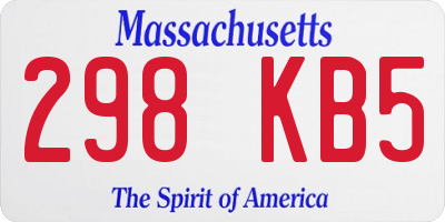 MA license plate 298KB5