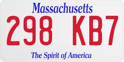 MA license plate 298KB7