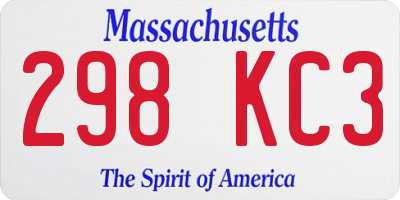 MA license plate 298KC3