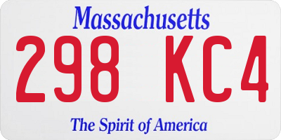 MA license plate 298KC4