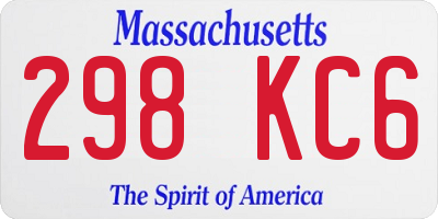 MA license plate 298KC6