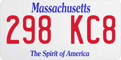 MA license plate 298KC8