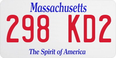MA license plate 298KD2