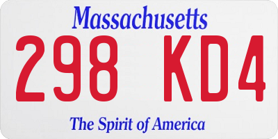 MA license plate 298KD4