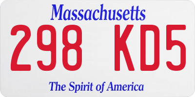 MA license plate 298KD5