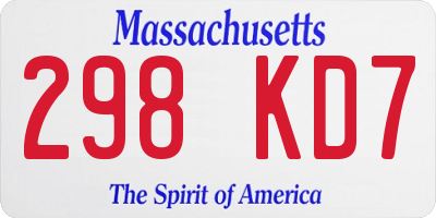 MA license plate 298KD7