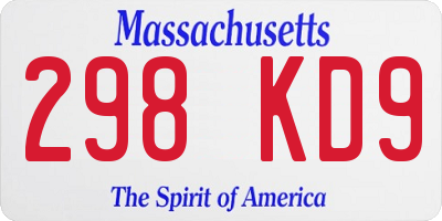 MA license plate 298KD9