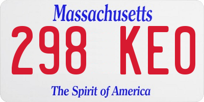 MA license plate 298KE0