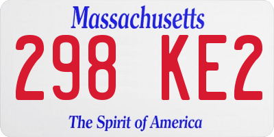 MA license plate 298KE2