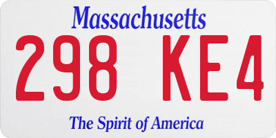 MA license plate 298KE4