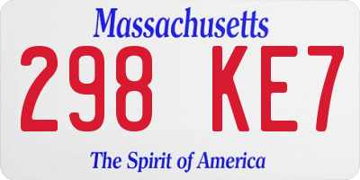MA license plate 298KE7