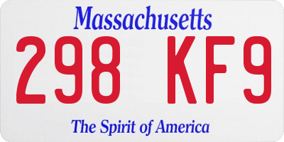 MA license plate 298KF9