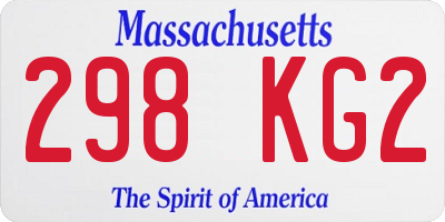 MA license plate 298KG2