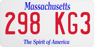 MA license plate 298KG3