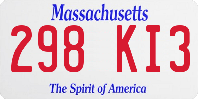 MA license plate 298KI3