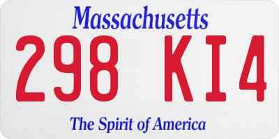 MA license plate 298KI4
