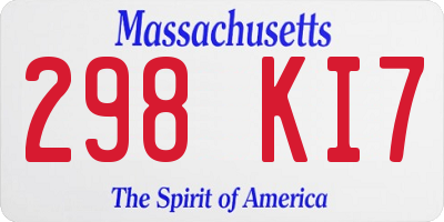 MA license plate 298KI7