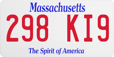 MA license plate 298KI9